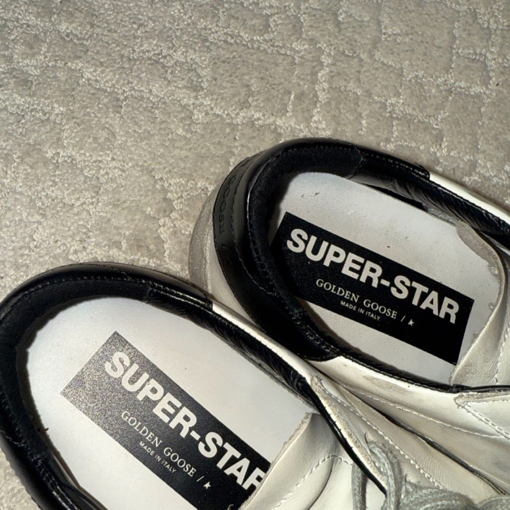 Golden Goose White and Black Superstar Sneakers - Picture 3 of 4
